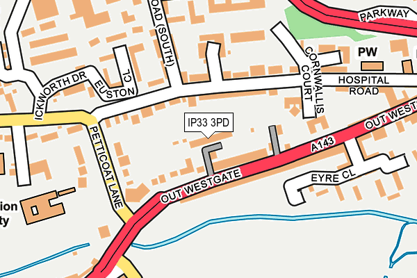 IP33 3PD map - OS OpenMap – Local (Ordnance Survey)