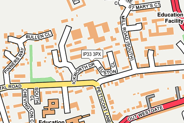 IP33 3PX map - OS OpenMap – Local (Ordnance Survey)