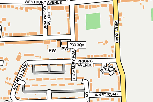 IP33 3QA map - OS OpenMap – Local (Ordnance Survey)