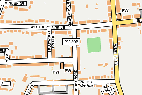 IP33 3QB map - OS OpenMap – Local (Ordnance Survey)