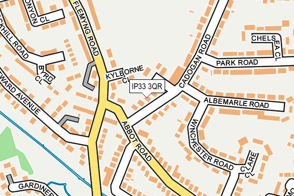 IP33 3QR map - OS OpenMap – Local (Ordnance Survey)
