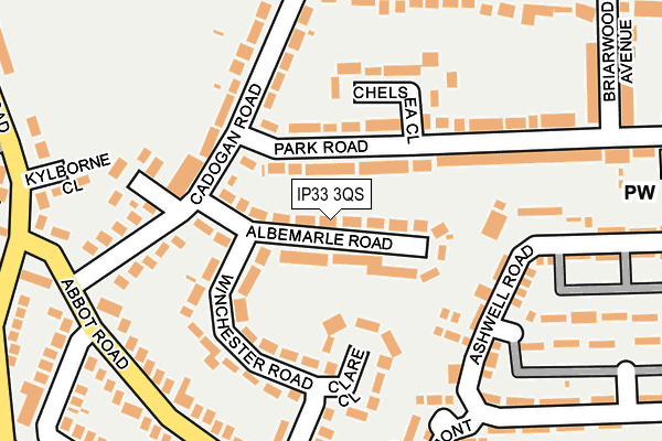 IP33 3QS map - OS OpenMap – Local (Ordnance Survey)