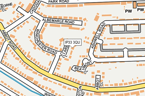 IP33 3QU map - OS OpenMap – Local (Ordnance Survey)