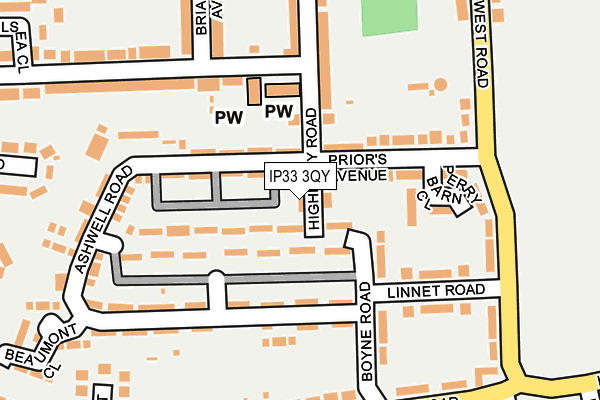 IP33 3QY map - OS OpenMap – Local (Ordnance Survey)