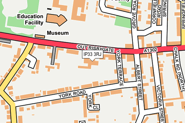IP33 3RJ map - OS OpenMap – Local (Ordnance Survey)