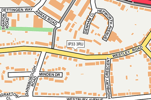 IP33 3RU map - OS OpenMap – Local (Ordnance Survey)