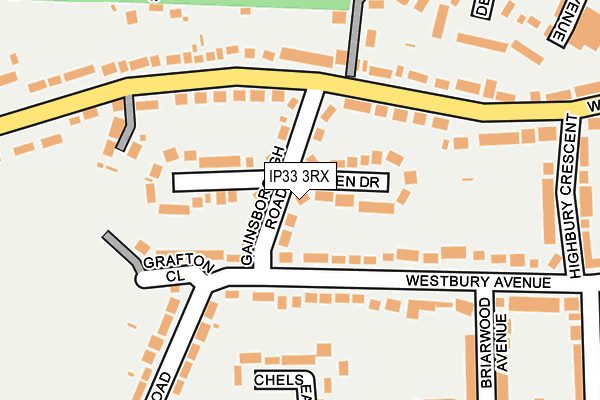 IP33 3RX map - OS OpenMap – Local (Ordnance Survey)