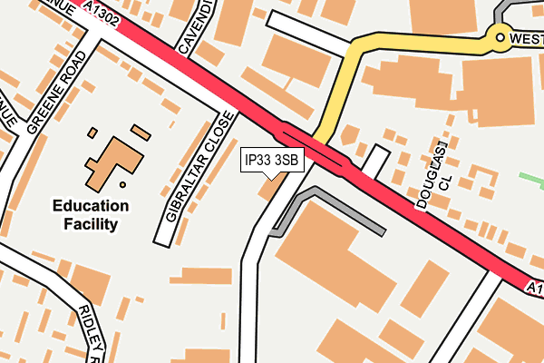 IP33 3SB map - OS OpenMap – Local (Ordnance Survey)