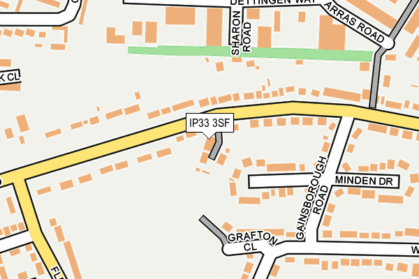 IP33 3SF map - OS OpenMap – Local (Ordnance Survey)