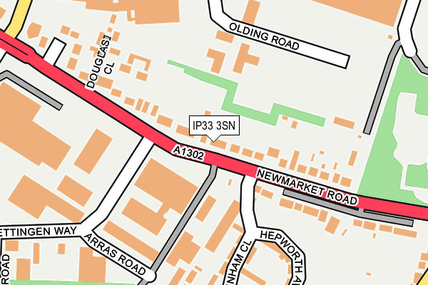 IP33 3SN map - OS OpenMap – Local (Ordnance Survey)