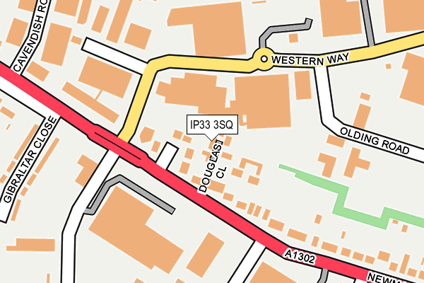 IP33 3SQ map - OS OpenMap – Local (Ordnance Survey)