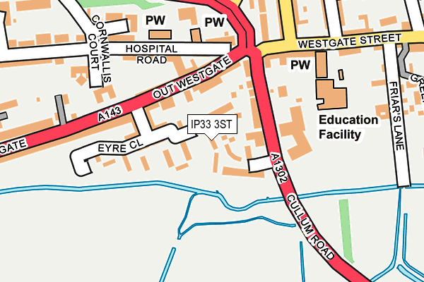 IP33 3ST map - OS OpenMap – Local (Ordnance Survey)