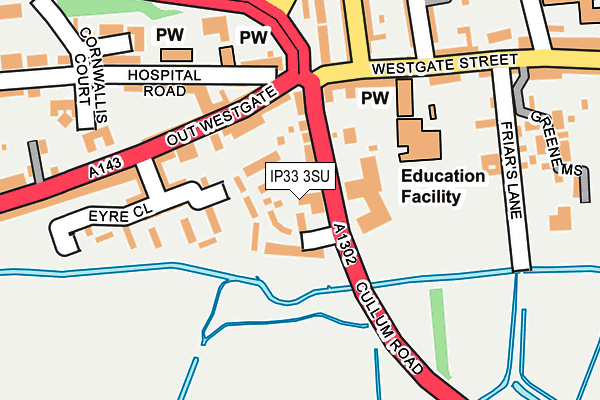 IP33 3SU map - OS OpenMap – Local (Ordnance Survey)