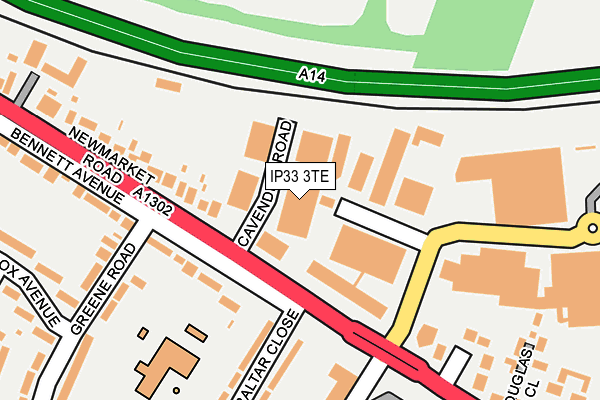 IP33 3TE map - OS OpenMap – Local (Ordnance Survey)