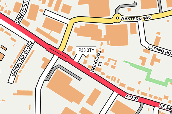 IP33 3TY map - OS OpenMap – Local (Ordnance Survey)