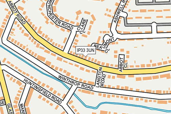 IP33 3UN map - OS OpenMap – Local (Ordnance Survey)