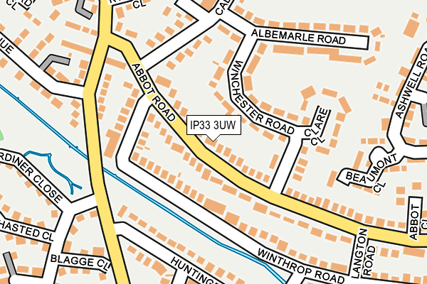 IP33 3UW map - OS OpenMap – Local (Ordnance Survey)