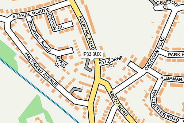 IP33 3UX map - OS OpenMap – Local (Ordnance Survey)