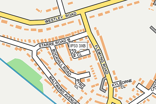 IP33 3XB map - OS OpenMap – Local (Ordnance Survey)