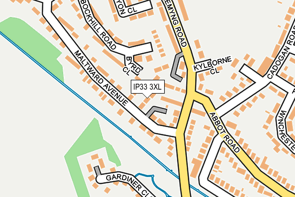 IP33 3XL map - OS OpenMap – Local (Ordnance Survey)