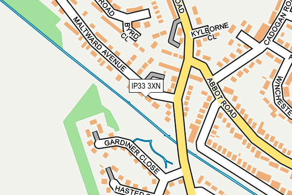 IP33 3XN map - OS OpenMap – Local (Ordnance Survey)