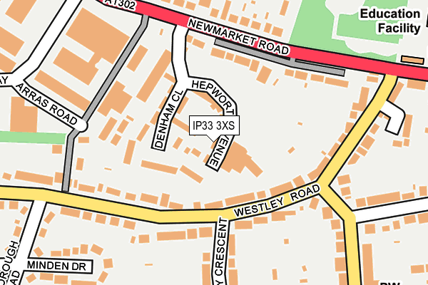 IP33 3XS map - OS OpenMap – Local (Ordnance Survey)