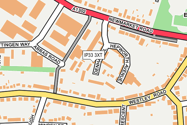 IP33 3XT map - OS OpenMap – Local (Ordnance Survey)