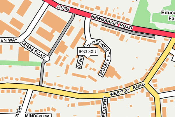 IP33 3XU map - OS OpenMap – Local (Ordnance Survey)