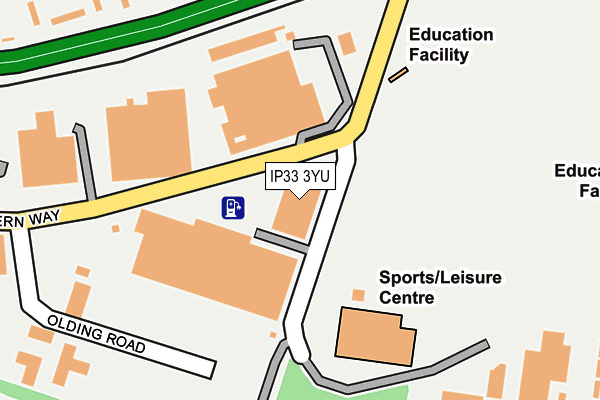 IP33 3YU map - OS OpenMap – Local (Ordnance Survey)