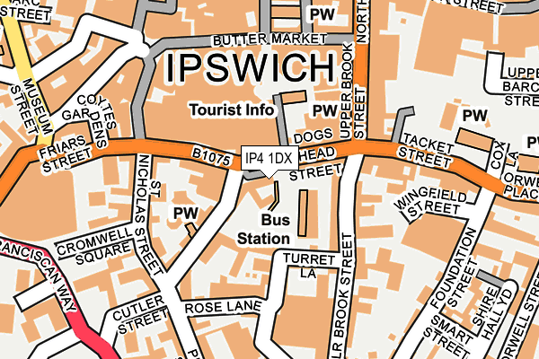 IP4 1DX map - OS OpenMap – Local (Ordnance Survey)