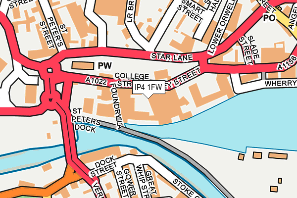 IP4 1FW map - OS OpenMap – Local (Ordnance Survey)