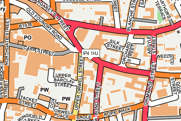 IP4 1HJ map - OS OpenMap – Local (Ordnance Survey)