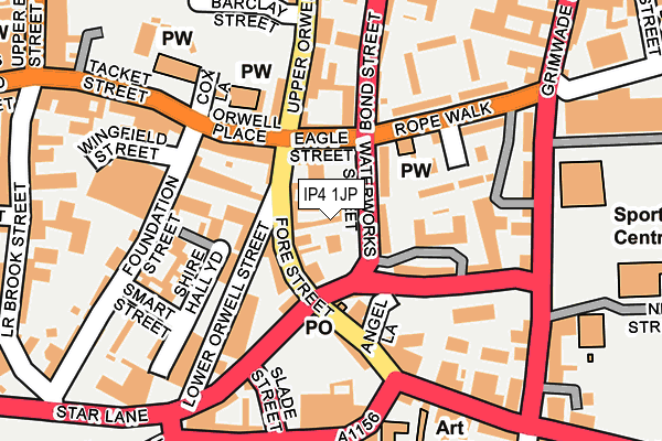 IP4 1JP map - OS OpenMap – Local (Ordnance Survey)
