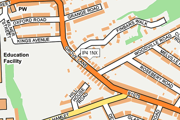 IP4 1NX map - OS OpenMap – Local (Ordnance Survey)