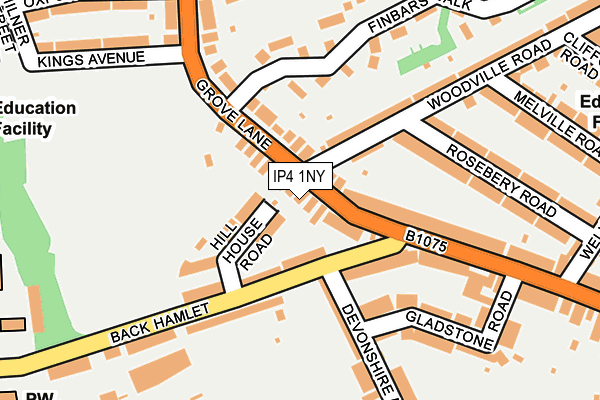 IP4 1NY map - OS OpenMap – Local (Ordnance Survey)