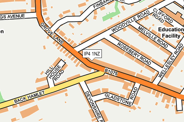 IP4 1NZ map - OS OpenMap – Local (Ordnance Survey)