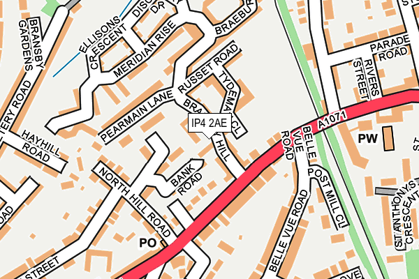IP4 2AE map - OS OpenMap – Local (Ordnance Survey)