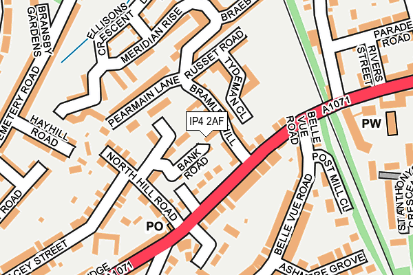 IP4 2AF map - OS OpenMap – Local (Ordnance Survey)