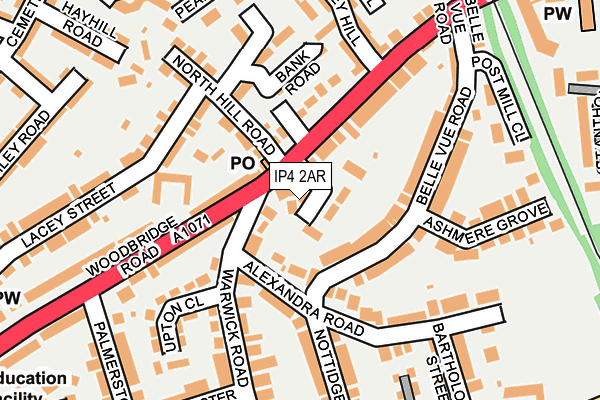 IP4 2AR map - OS OpenMap – Local (Ordnance Survey)