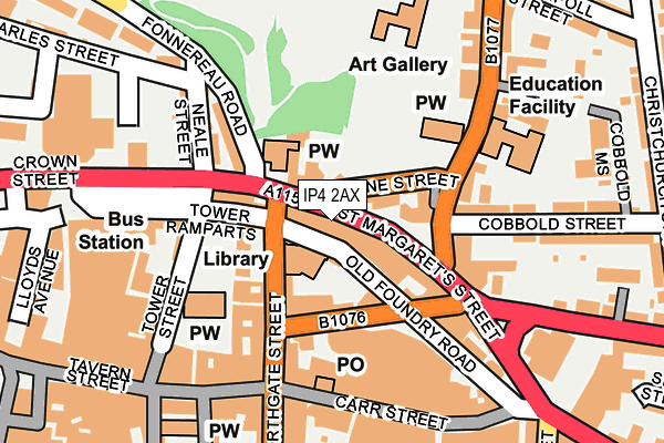 IP4 2AX map - OS OpenMap – Local (Ordnance Survey)