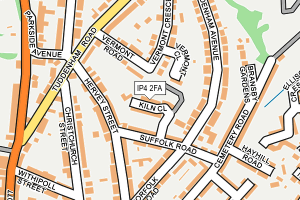 IP4 2FA map - OS OpenMap – Local (Ordnance Survey)