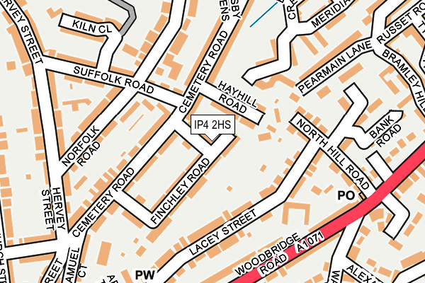 IP4 2HS map - OS OpenMap – Local (Ordnance Survey)