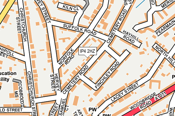 IP4 2HZ map - OS OpenMap – Local (Ordnance Survey)