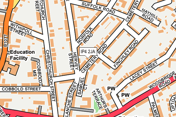 IP4 2JA map - OS OpenMap – Local (Ordnance Survey)