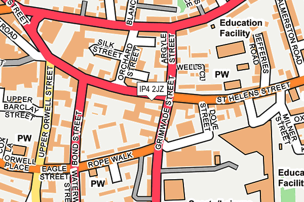 IP4 2JZ map - OS OpenMap – Local (Ordnance Survey)