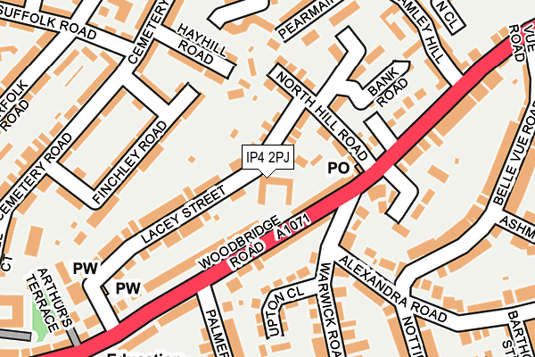 IP4 2PJ map - OS OpenMap – Local (Ordnance Survey)
