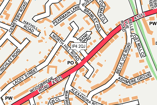 IP4 2QJ map - OS OpenMap – Local (Ordnance Survey)