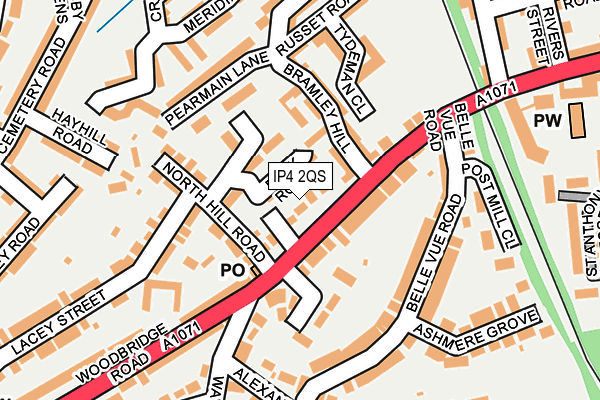 IP4 2QS map - OS OpenMap – Local (Ordnance Survey)