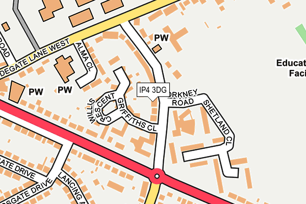 IP4 3DG map - OS OpenMap – Local (Ordnance Survey)