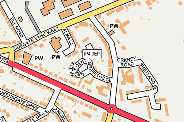 IP4 3EP map - OS OpenMap – Local (Ordnance Survey)